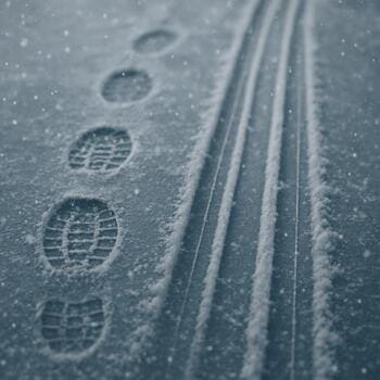 Следы от саней и ботинок постепенно заметает лёгкий снег